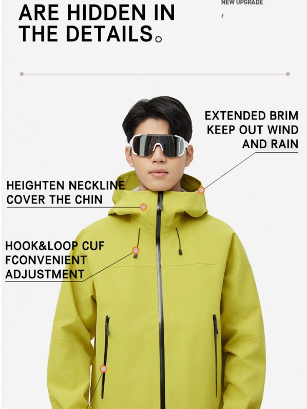 Fully Seam Taped 3-Layer Outdoor Hard Shell Jacket Waterproof Rain Hooded Windproof for Sport Trekking Work Casual Plain Dyed Fully Seam Taped 3-Layer Outdoor Hard Shell Jacket Waterproof Rain Hooded Windproof for Sport Trekking Work Casual Plain Dyed