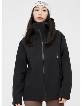 Fully Seam Taped 3-Layer Outdoor Hard Shell Jacket Waterproof Rain Hooded Windproof for Sport Trekking Work Casual Plain Dyed