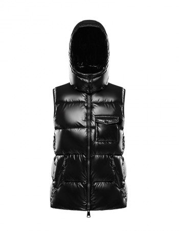 Short Down Vest with Hoodie