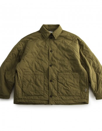 Green quilted shirt style cotton jacket