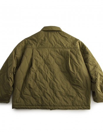 Green quilted shirt style cotton jacket