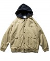 Khaki baseball jacket with hoodie Khaki baseball jacket with hoodie