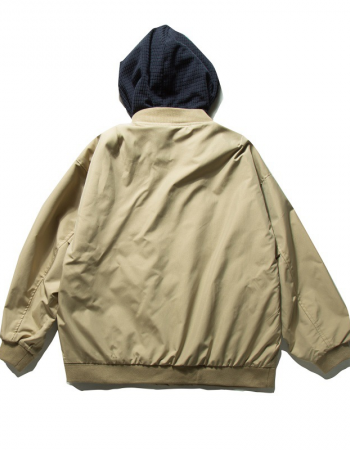 Khaki baseball jacket with hoodie