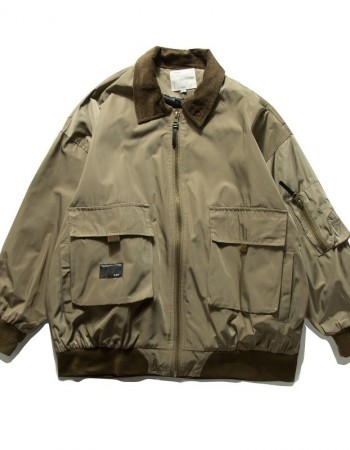 Military green baseball jacket