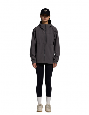 women dark gray hardshell windbreaker