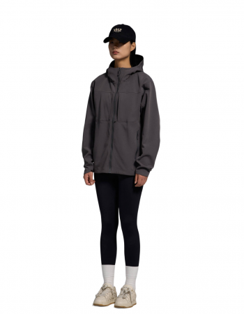 women dark gray hardshell windbreaker