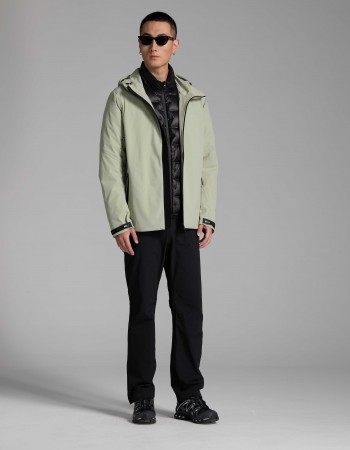 3001 Outdoor windbreaker with down lining green
