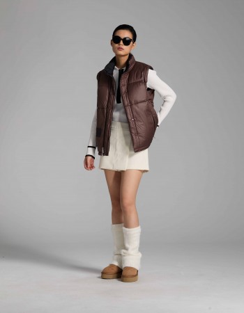 3006 Detachable sleeve down jacket brown