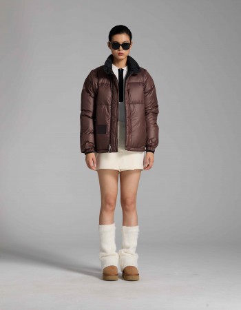 3006 Detachable sleeve down jacket brown